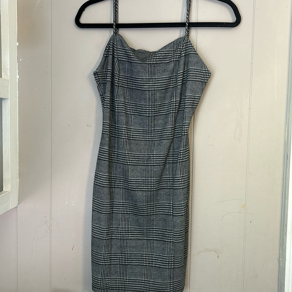 Black white plaid dress